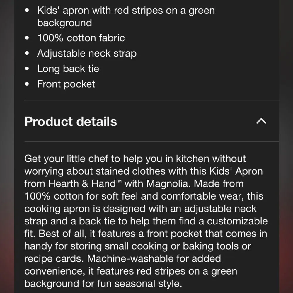 Hearth & Hand Kids Holiday Striped Green Apron